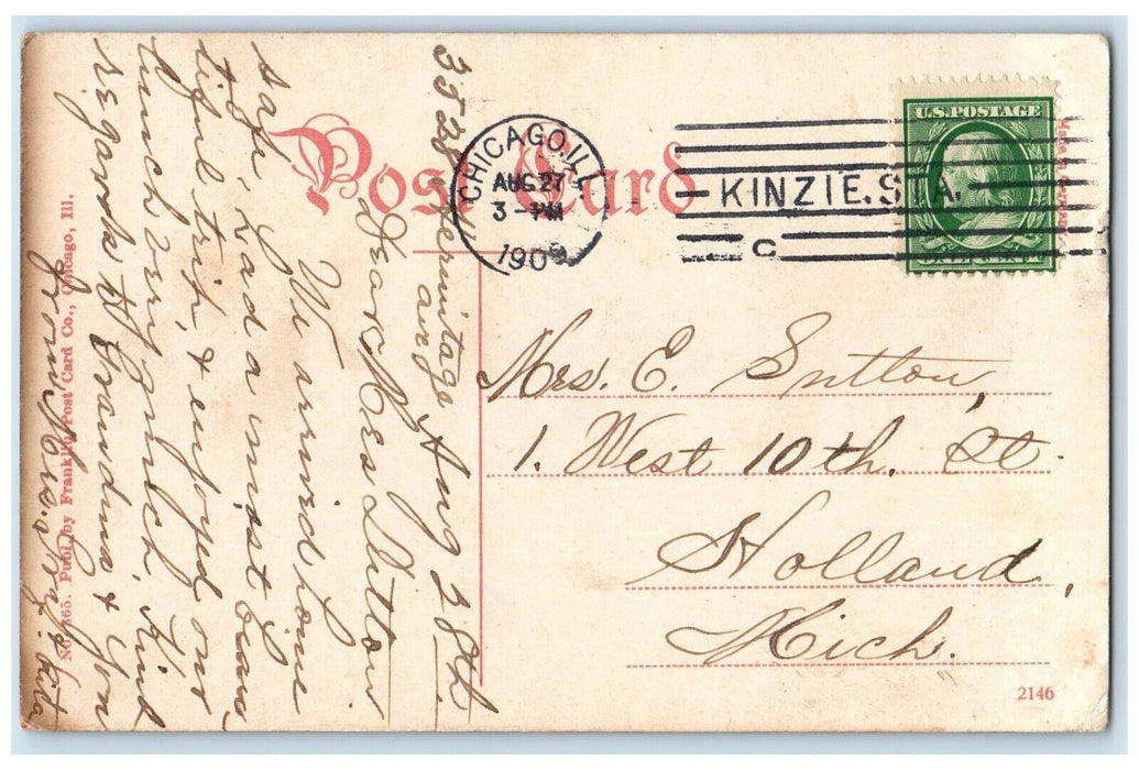 1909 Riverview Park Chicago Western Belmont Clybourn Aves. Illinois IL Postcard