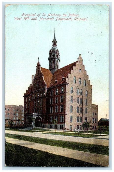 1910 Hospital St. Anthony De Padua Marshall Boulevard Chicago Illinois Postcard