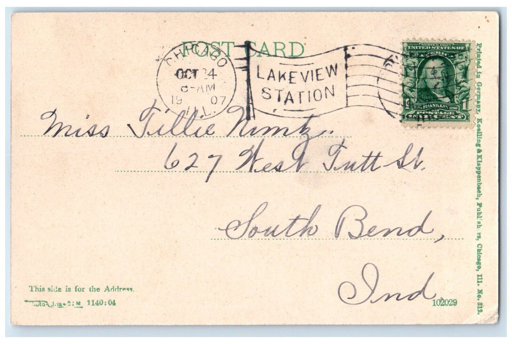 1907 Entrance Chicago River Steamer Cruise Ship Chicago Illinois Posted Postcard