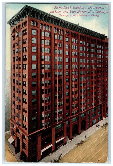 1912 Aerial View Monadnock Building Dearborn Chicago Illinois IL Posted Postcard