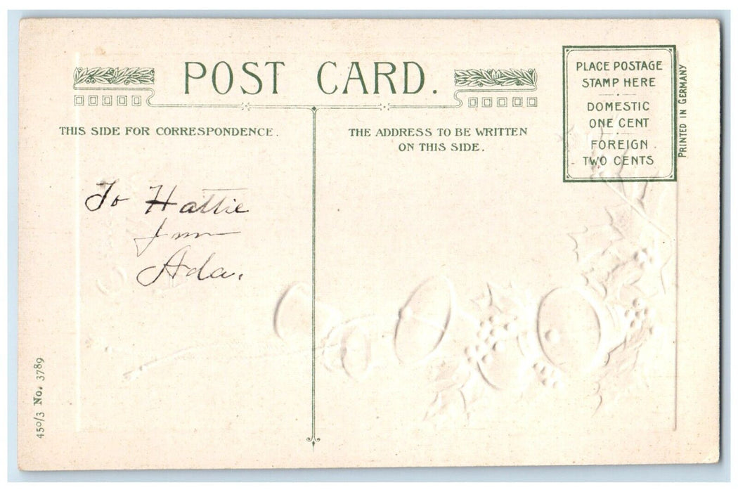 c1910's Christmas Ringing Bells Berries John Winsch Artist Signed Postcard