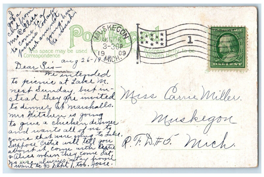 1909 Couple Argument Mistakes Will Happen Muskegon MI Posted Antique Postcard