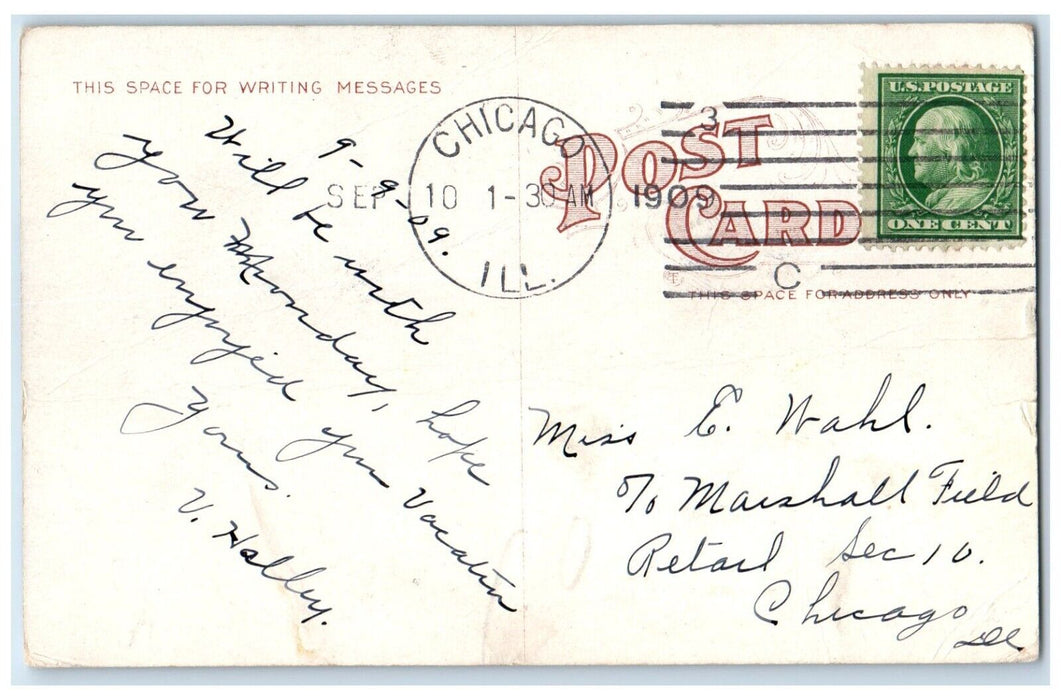 1909 Bathing Lake Michigan Ocean Crowd Chicago Illinois Antique Vintage Postcard