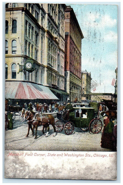 1907 Marshall Field Corner State Washington Street Chicago Illinois IL Postcard
