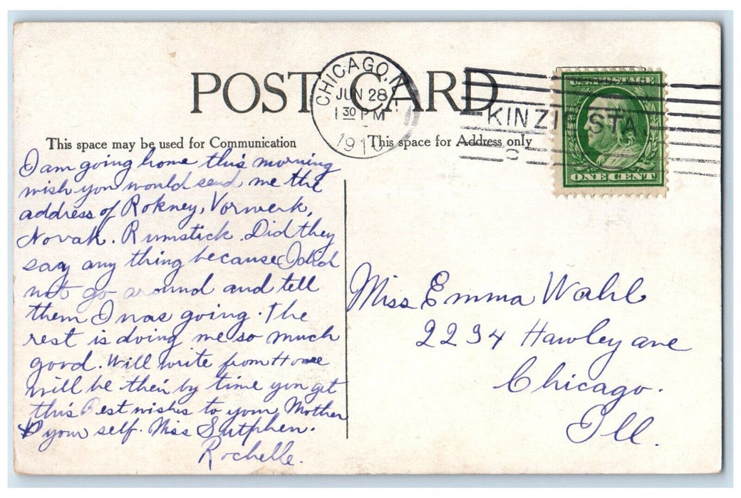 1910 Aerial View Dearborn St South Monroe Streetcar Chicago Illinois IL Postcard