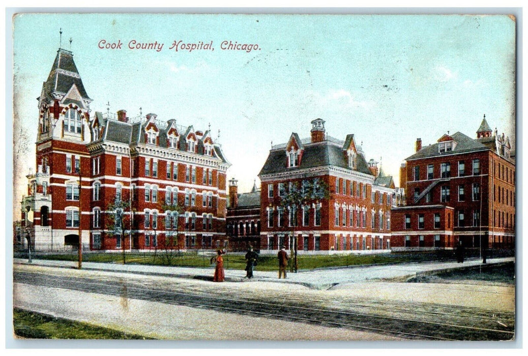1908 Cook County Hospital Building Chicago Illinois IL Antique Vintage Postcard
