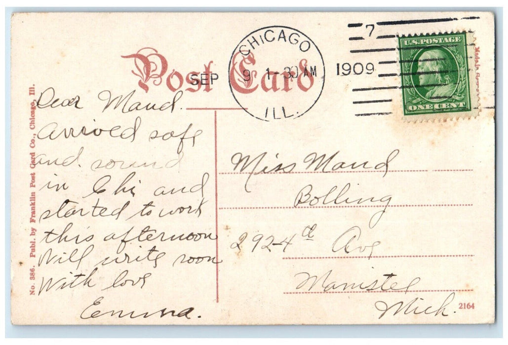 1909 New Bohemian Hall St. Blue Island Avenue Exterior Chicago Illinois Postcard