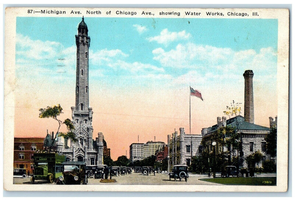 1924 Michigan Ave North Chicago Ave Water Works Chicago Illinois Posted Postcard