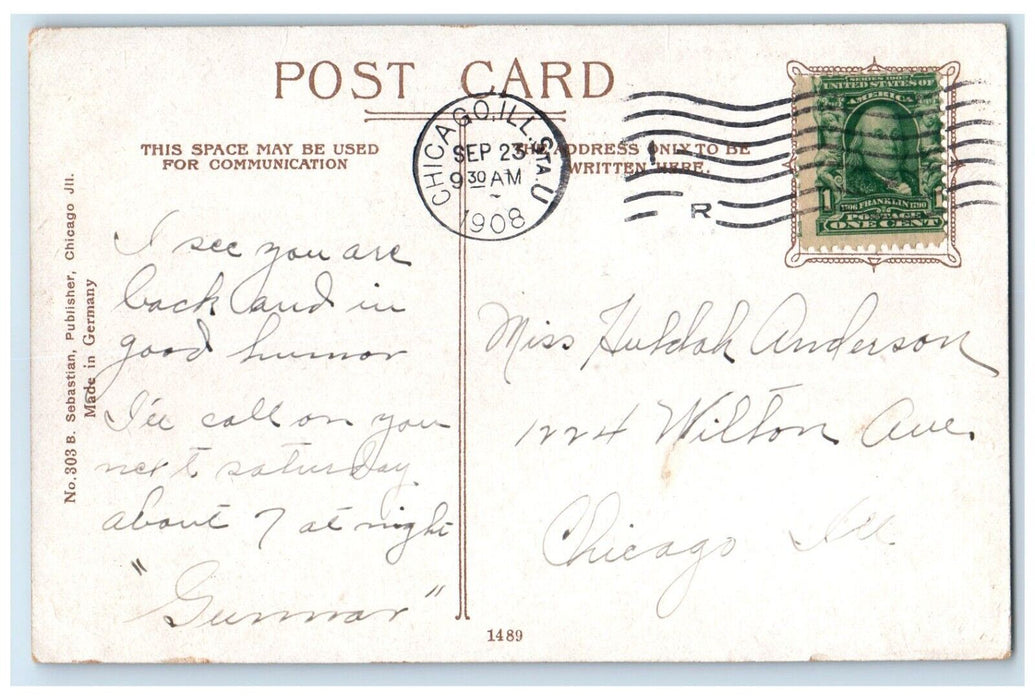 1908 Swans Boat House Garfield Park Chicago Illinois IL Vintage Antique Postcard
