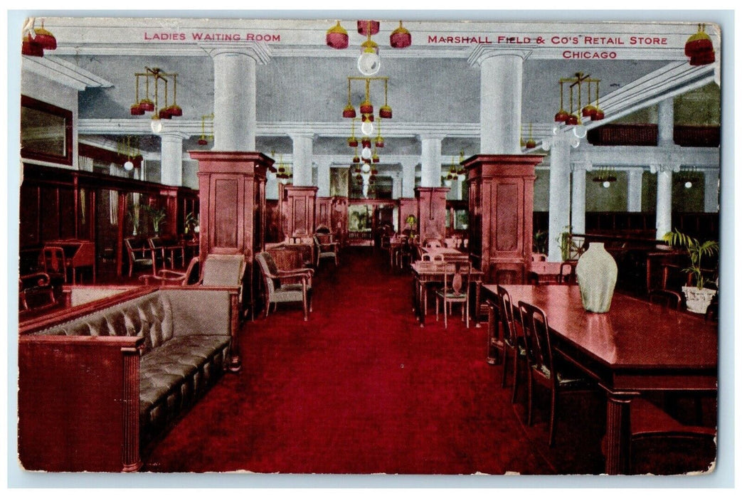 1909 Ladies Waiting Room Marshall Field Co & Retail Store Chicago IL Postcard