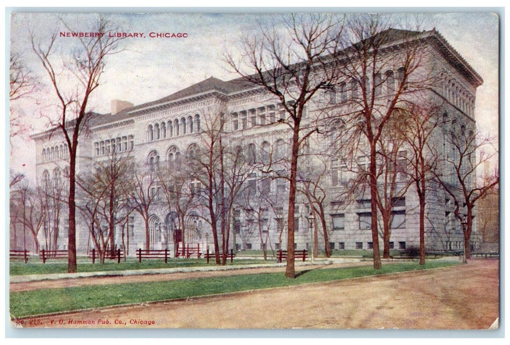 1908 Newberry Library Building Chicago Illinois IL Vo Hammon Publishing Postcard