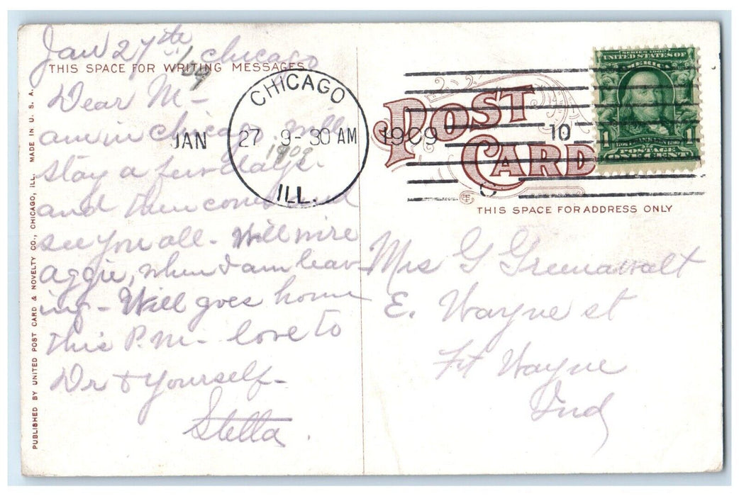 1909 State Street Jackknife Bridge Steamer Chicago Illinois IL Vintage Postcard
