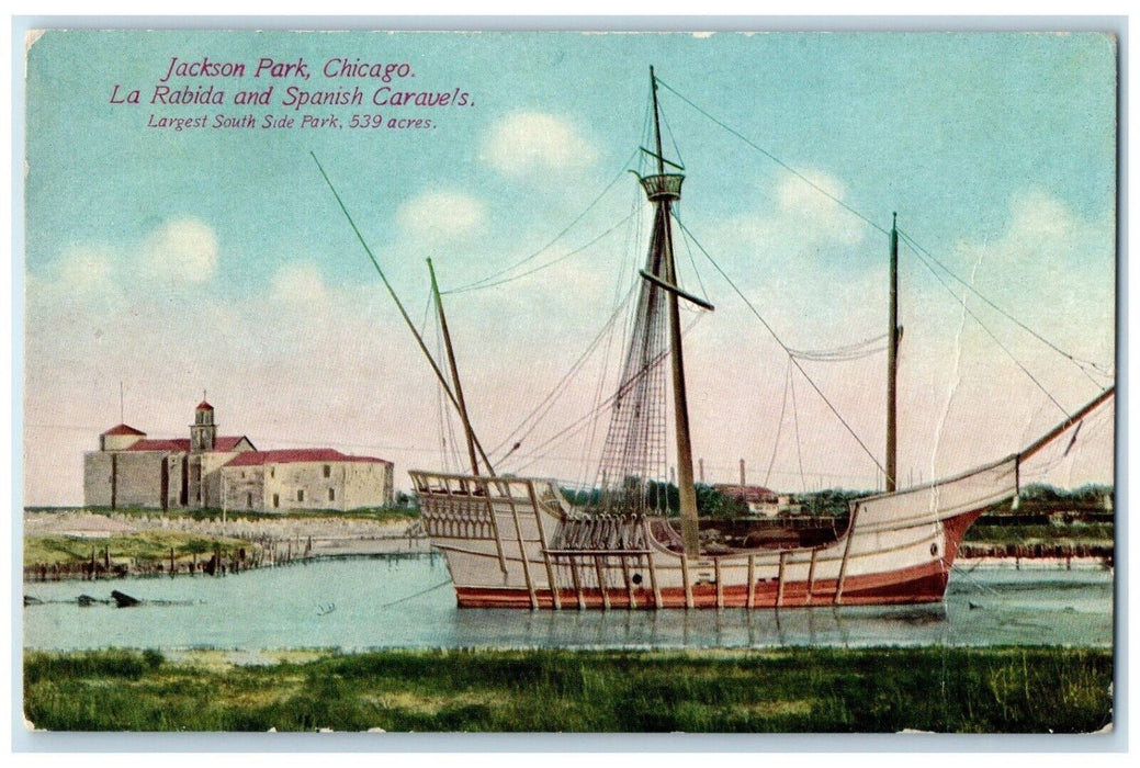 c1910 La Rabida Spanish Caravels Jackson Park Chicago Illinois Vintage Postcard
