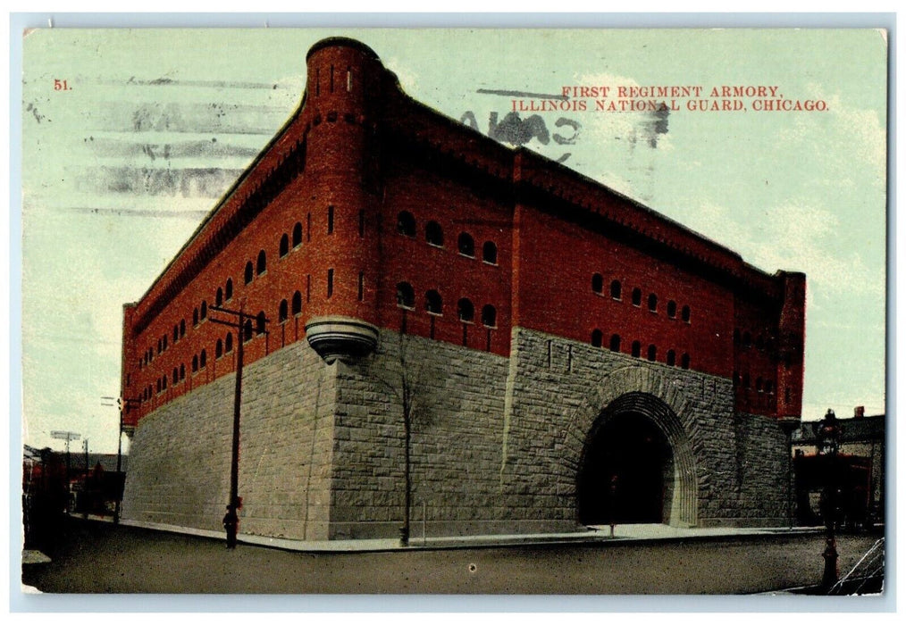 1912 First Regiment Armory Illinois National Guard Chicago Illinois IL Postcard