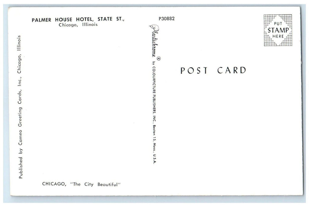 c1960 Palmer House Hotel Building State St Chicago Illinois IL Unposted Postcard