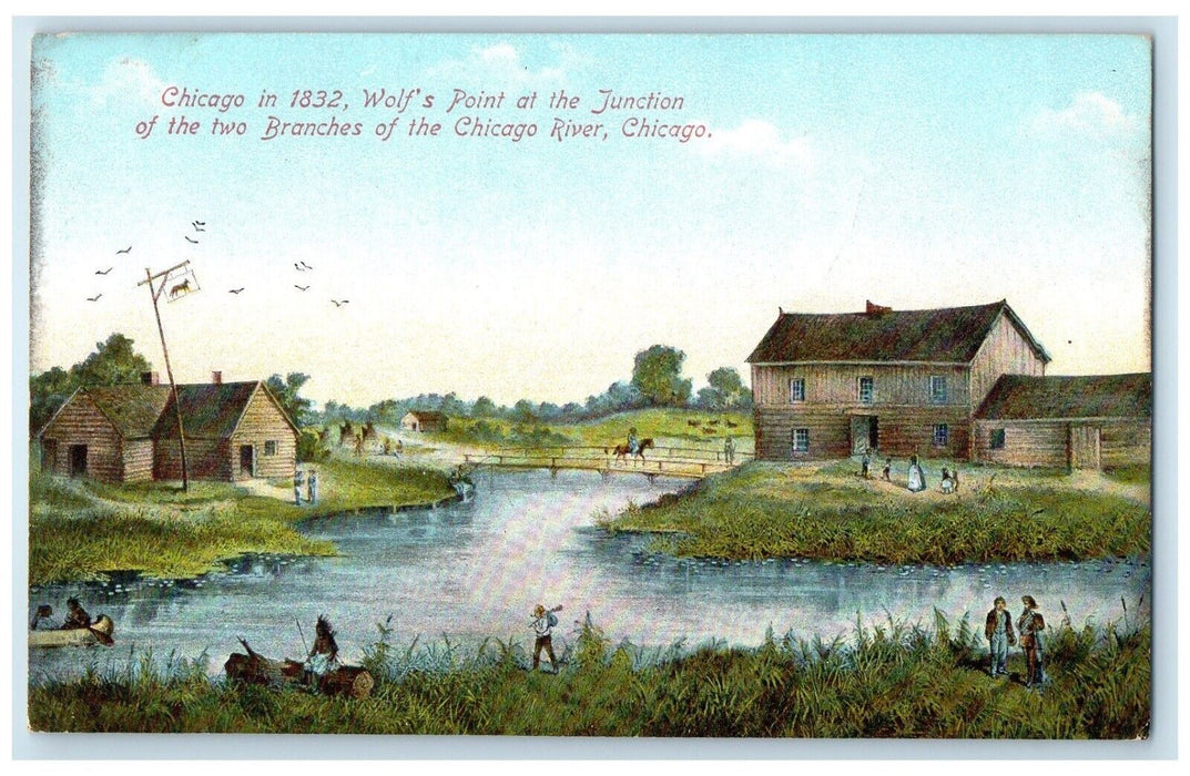 1910 Wolf Point Junction Two Branches Chicago River Chicago Illinois IL Postcard