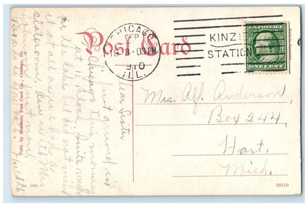 1910 Looking West Monroe St State St Majestic Theatre Chicago Illinois Postcard