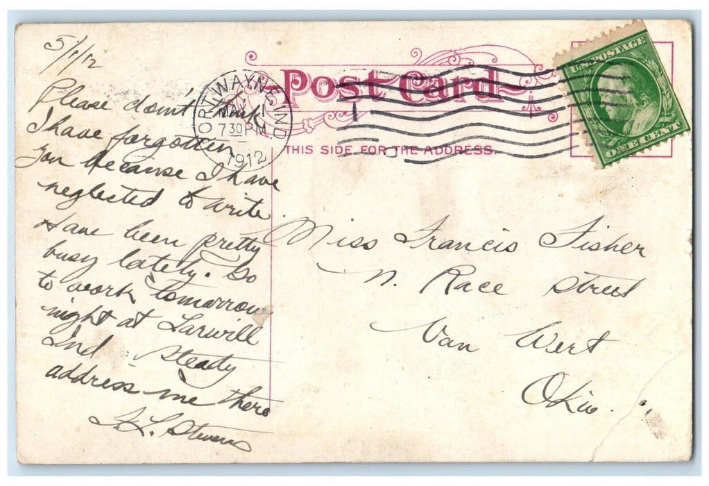 1912 Exterior View Scottish Rite Cathedral Building Fort Wayne Indiana Postcard