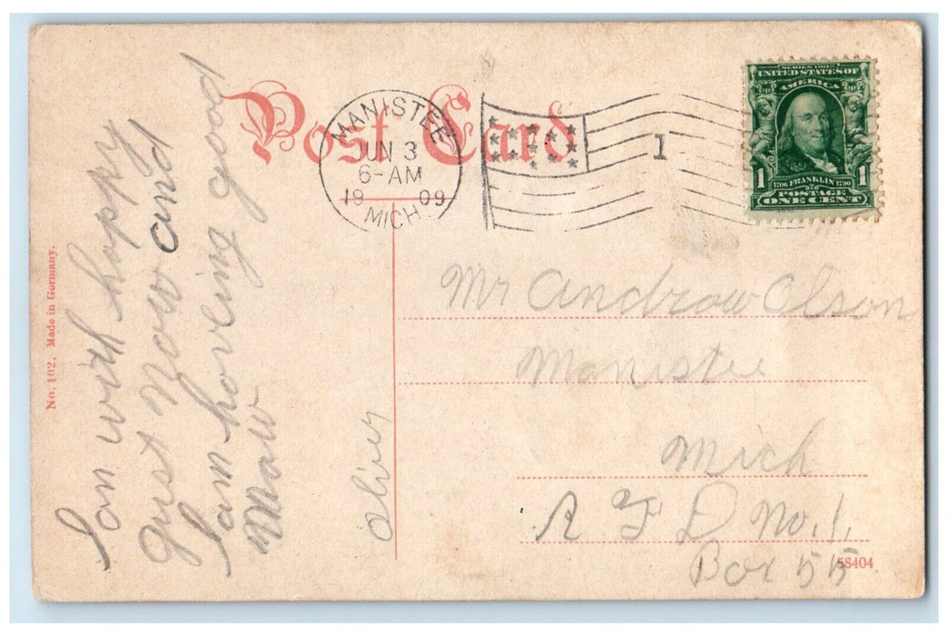 1909 Union Stock Yards Horse Market Chicago Illinois IL, Manistee MI Postcard