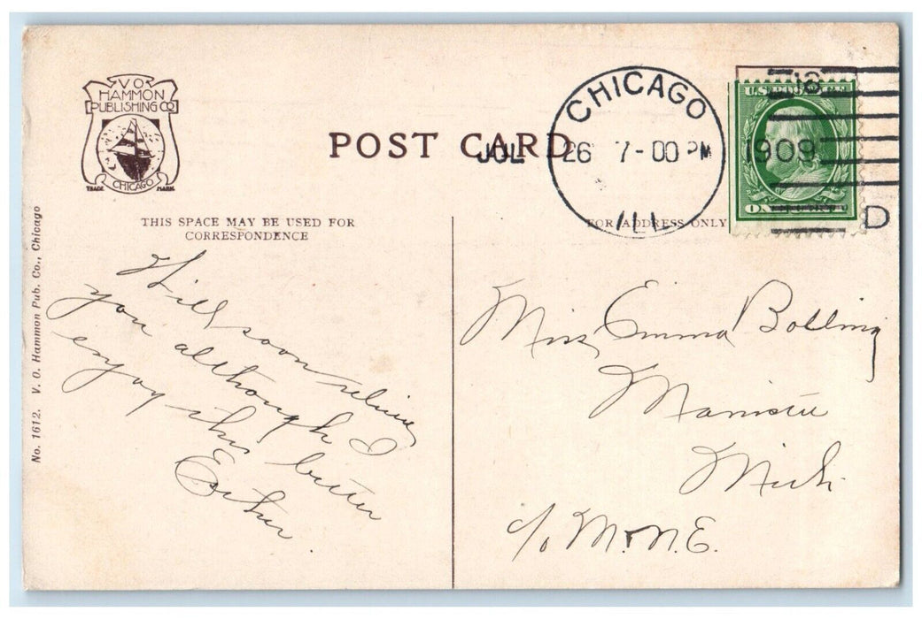1909 John Marshall High School Building Campus Chicago IL Antique Postcard