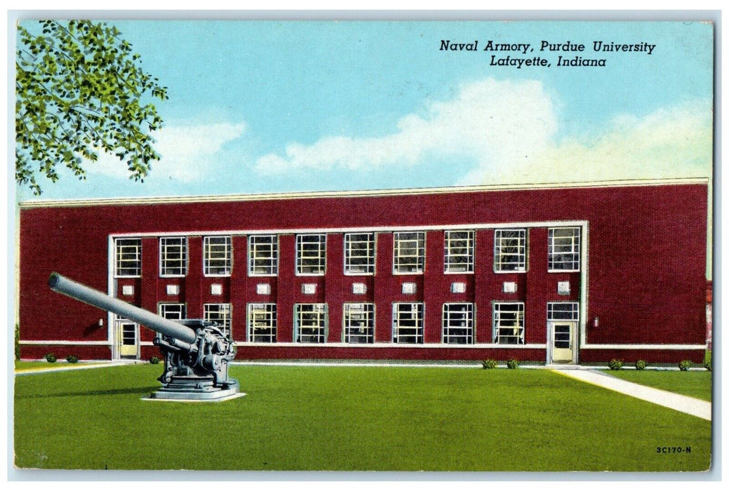 c1940 Exterior View Naval Armory Purdue University Lafayette Indiana IN Postcard