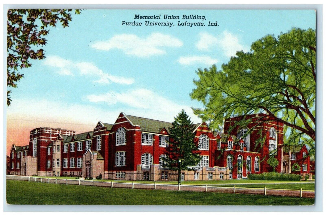 c1940 Memorial Union Building Purdue University Lafayette Indiana IN Postcard