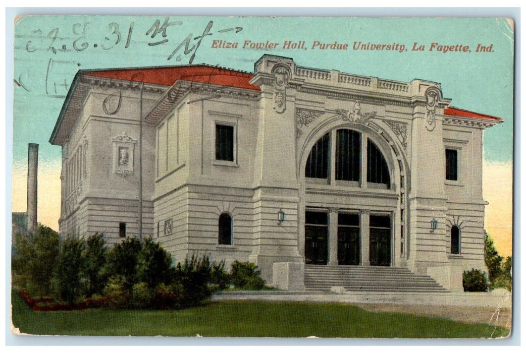 1913 Eliza Fowler Hall Purdue University Lafayette Indiana IN Vintage Postcard