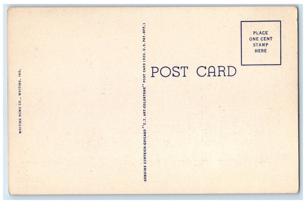 c1940 Exterior View Public Library Building Whiting Indiana IN Unposted Postcard