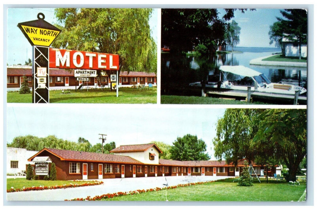 1989 Way North Motel Cabins Houghton Lake Michigan MI Multi-View Posted Postcard