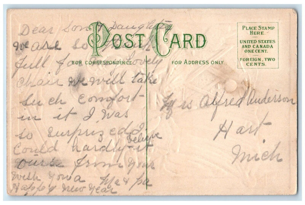 c1910's Merry Christmas Religious Lamb Embossed Hart Michigan MI Postcard