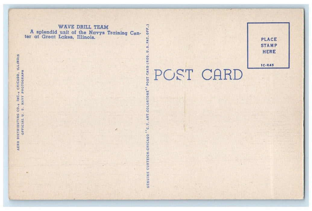 c1940 Wave Drill Team U.S. Naval Training Center Great Lakes Illinois Postcard
