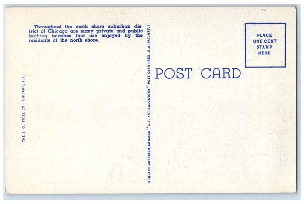 1940 Typical Scene Along Shoreline Lake Michigan North Chicago Illinois Postcard