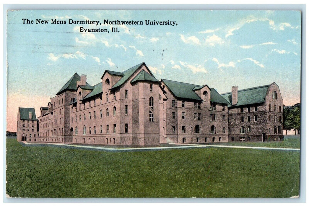 1916 New Mens Dormitory Northwestern University Field Evanston Illinois Postcard