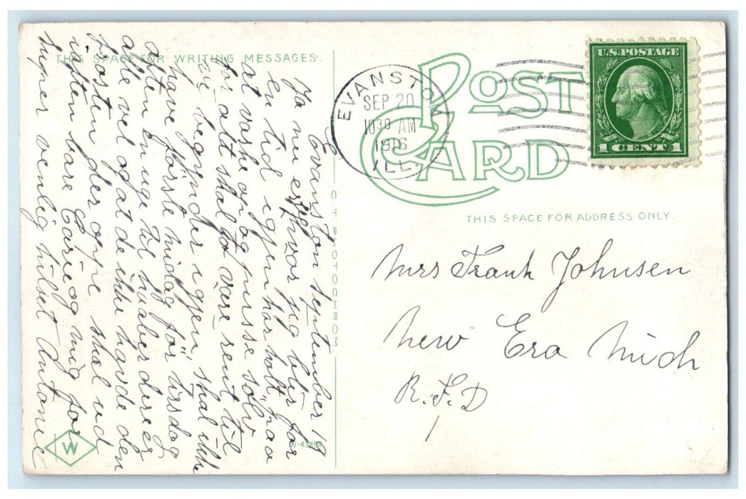 1916 New Mens Dormitory Northwestern University Field Evanston Illinois Postcard