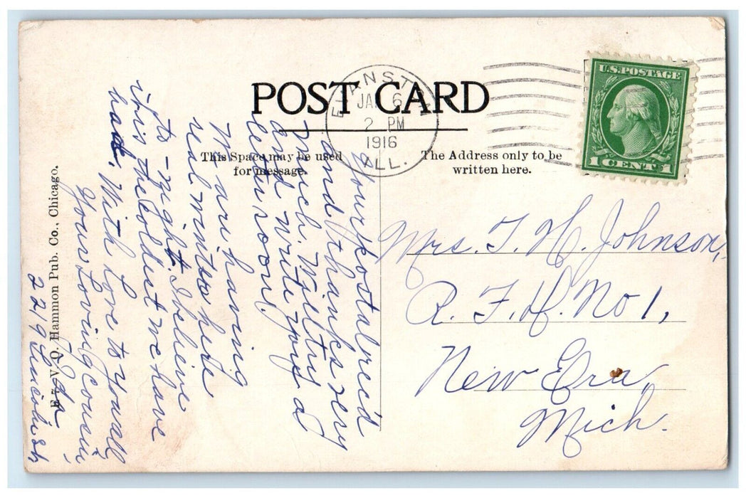 1916 Northwestern University Swift Hall Exterior Evanston Illinois IL Postcard