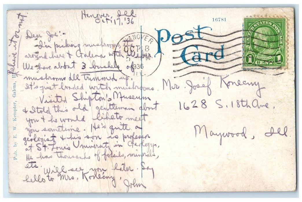 1936 Washington Street Steps Exterior Stairs Building Galena Illinois Postcard