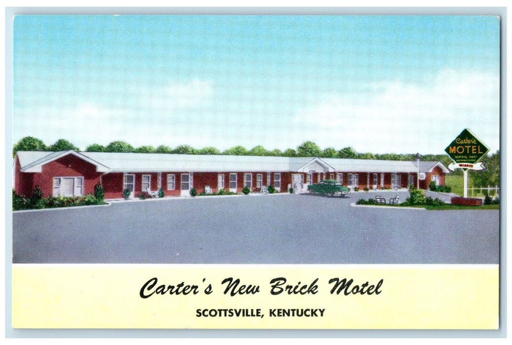 1960 Exterior View Carter New Brick Motel Building Scottsville Kentucky Postcard