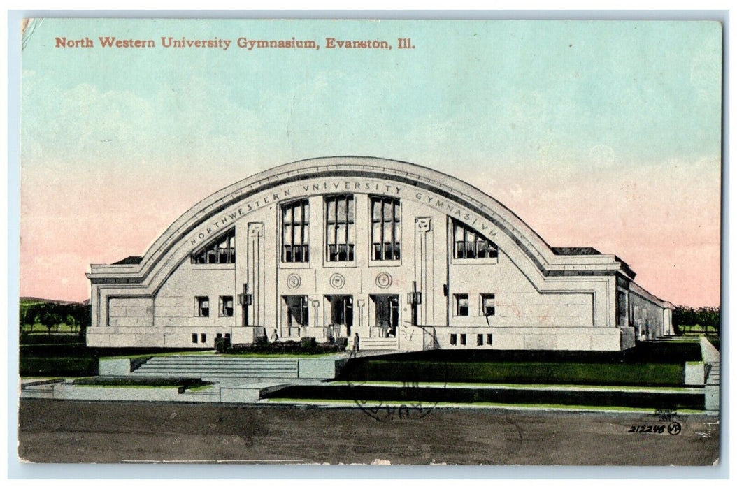 1913 North Western University Gymnasium Exterior Evanston Illinois IL Postcard
