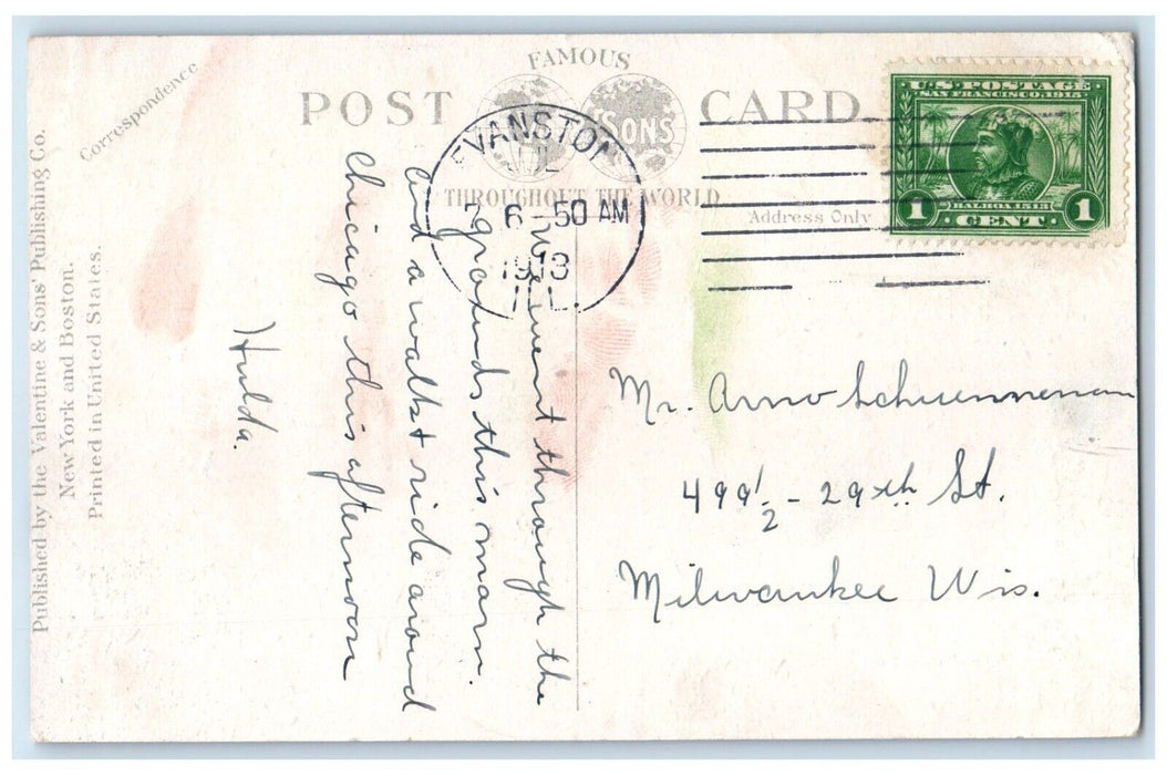 1913 North Western University Gymnasium Exterior Evanston Illinois IL Postcard