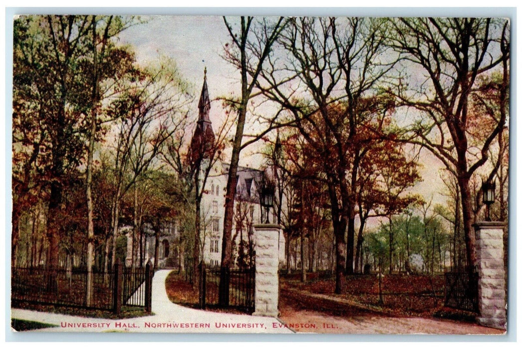 1913 University Hall Northwestern University Exterior Evanston Illinois Postcard