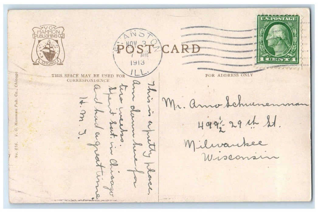 1913 University Hall Northwestern University Exterior Evanston Illinois Postcard