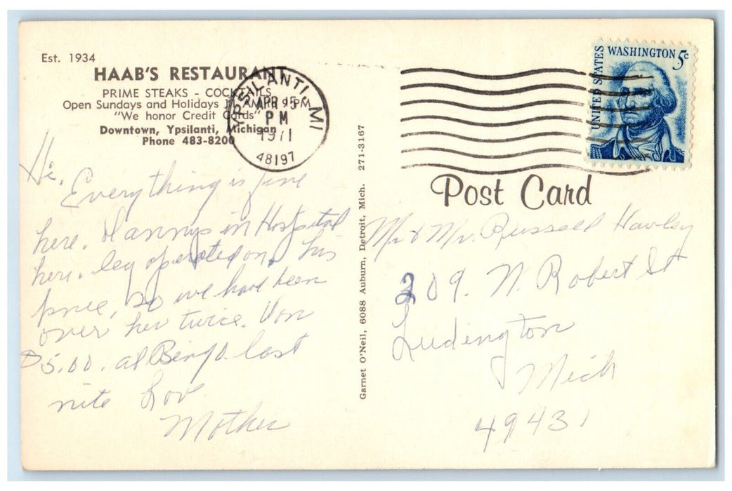 1971 Haab Restaurant Multi-View Cocktails Ypsilanti Michigan MI Vintage Postcard