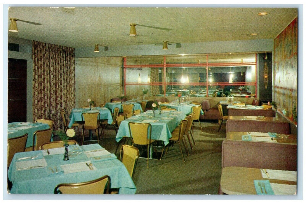 1957 Interior View Dining Room Lark Restaurant Lounge Tiffin Iowa IA Postcard