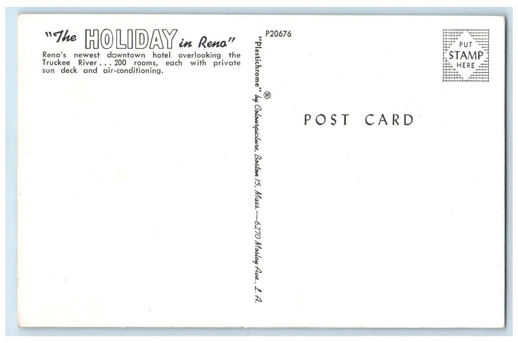 c1960 Exterior View Holiday Building Reno Downtown Hotel Reno Nevada NV Postcard