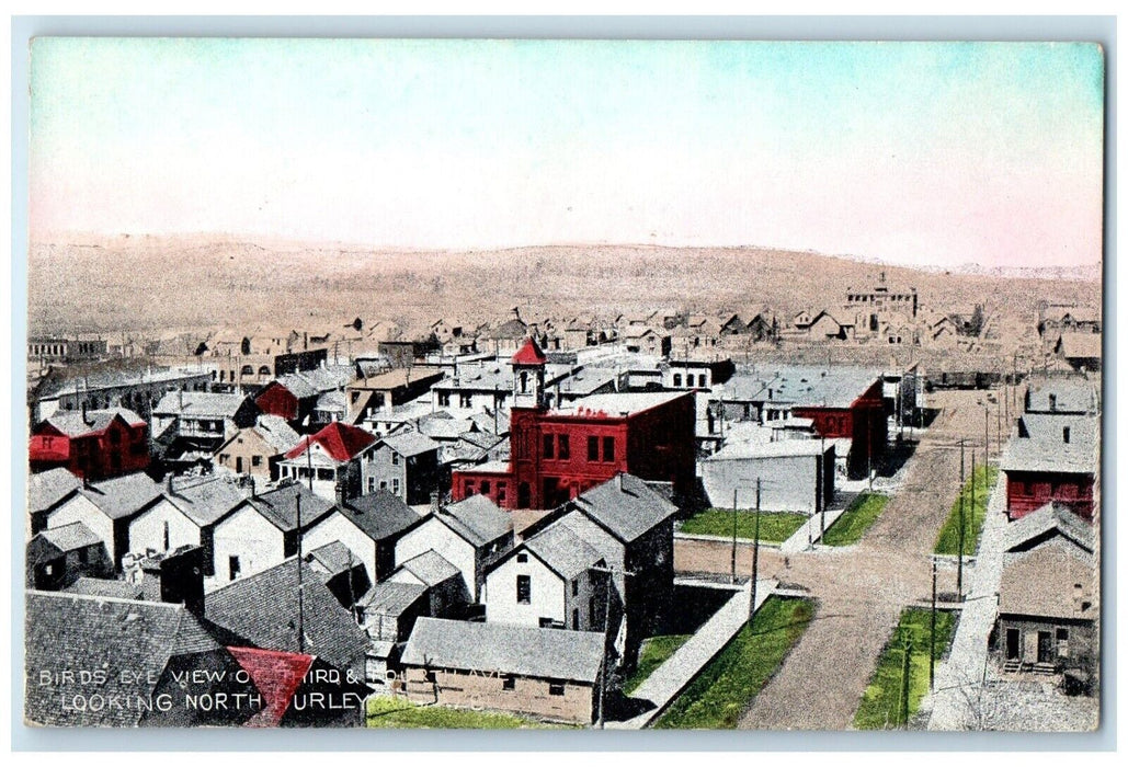 c1910 Birds Eye View Third Fourth Ave Looking North Hurley Wisconsin WI Postcard