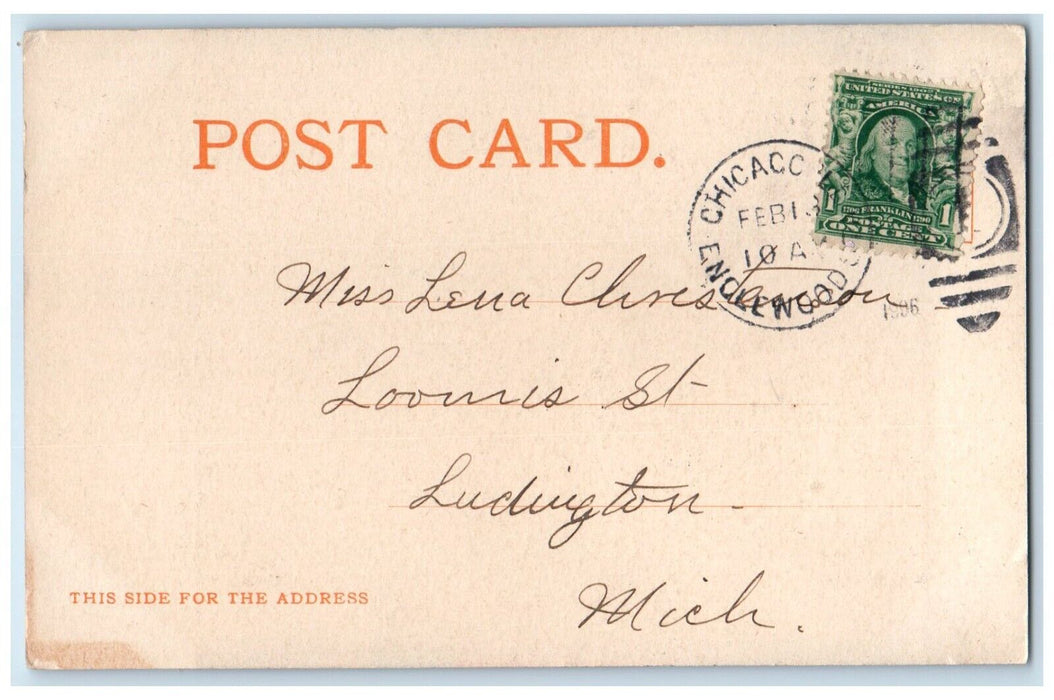 1906 Monument Fort Dearborn Massacre Statue Sculpture Chicago Illinois Postcard