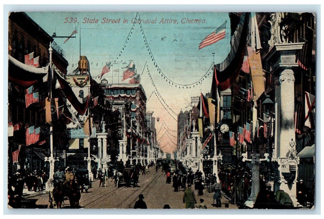 1912 State Street Carnival Attire Exterior Building Chicago Illinois IL Postcard