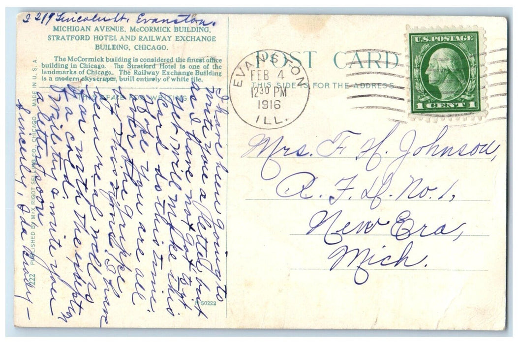 1916 Michigan Avenue McCormick Building Stratford Chicago Illinois IL Postcard