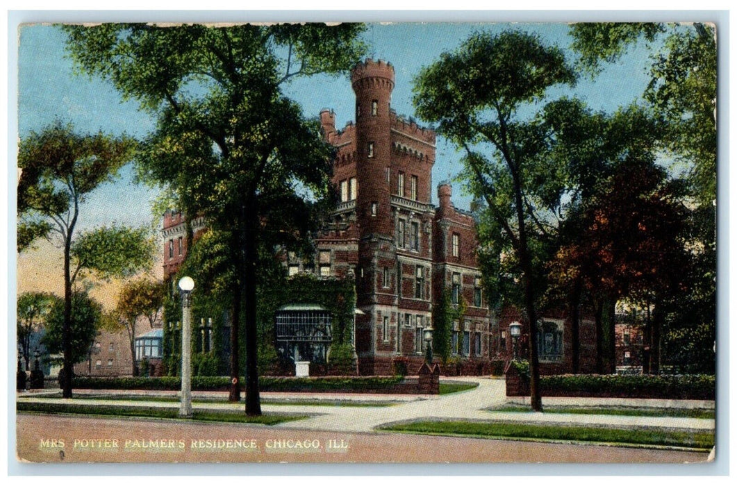 1916 Mrs Potter Palmers Residence Exterior Building Chicago Illinois IL Postcard