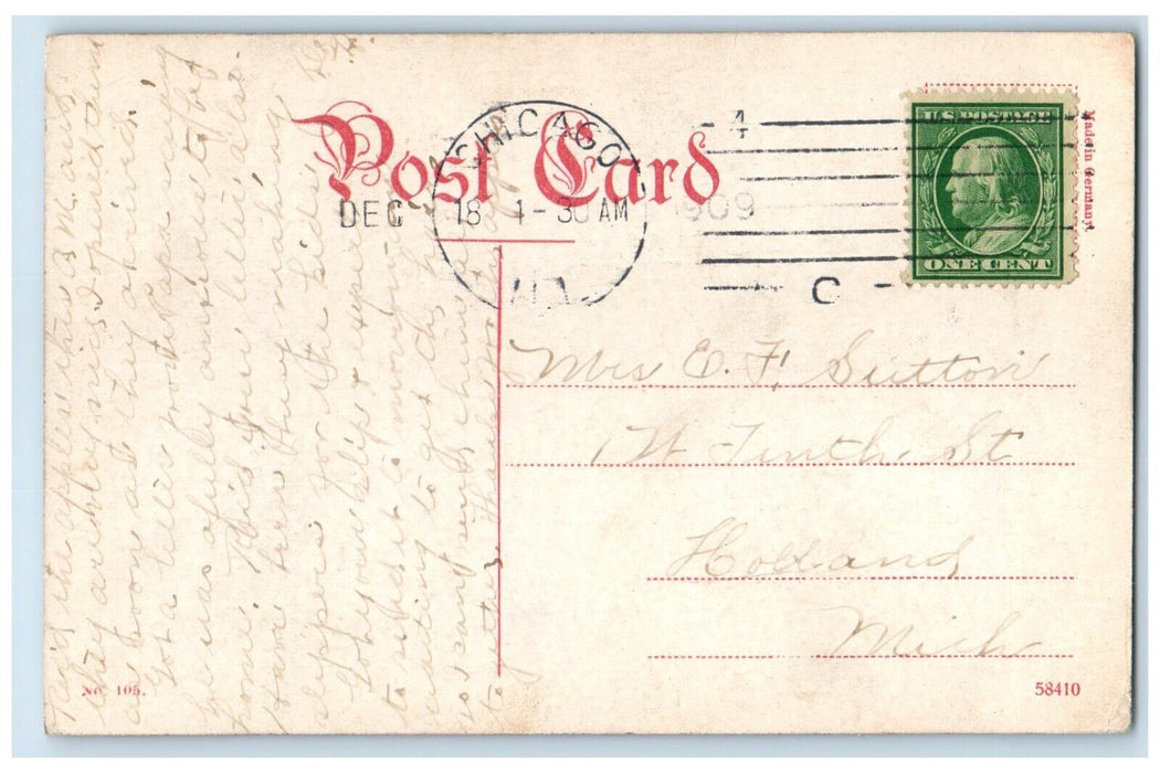 1912 Chicago Club Michigan Ave. Van Buren St. Exterior Chicago Illinois Postcard